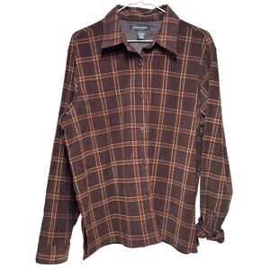 Goodclothes‎ Women's size large Button Down Jacket Shirt Brown Plaid Lined
